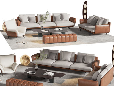 现代多人 双人 单人沙发和茶几组合