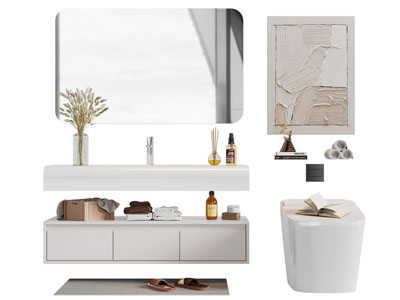 现代洗手台 马桶 镜子