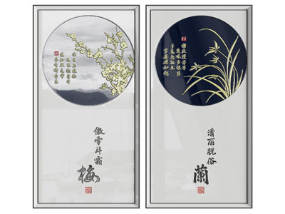新中式花卉装饰挂画3d模型 新中式花卉装饰挂画