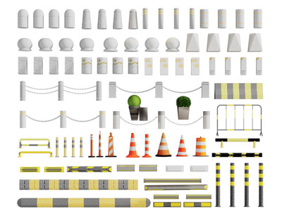 现代交通石墩路障 围栏 隔离带 路障石 路障带
