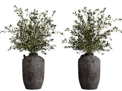 侘寂风土陶花瓶花卉