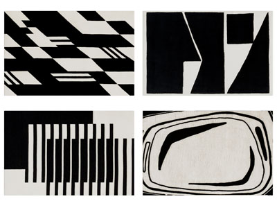 现代黑白几何图案的长方形地毯3d模型 现代黑白几何图案的长方形地毯