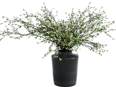 现代黑色陶艺花瓶植物摆件