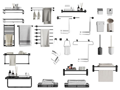 现代毛巾架卫浴小件3d模型 现代毛巾架卫浴小件