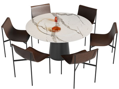 现代大理石圆形餐桌椅组合