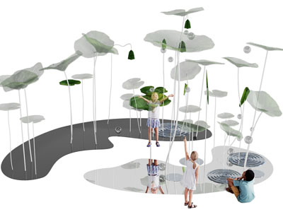 现代荷花荷叶雕塑雕刻 城市雕塑小品3d模型 现代荷花荷叶雕塑雕刻 城市雕塑小品