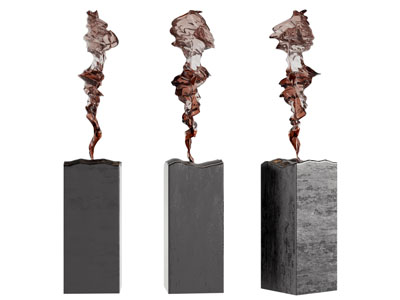 新中式抽象烟雾雕塑雕刻摆件组合