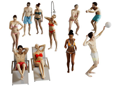 现代沙滩运动 晒太阳的女人 男人 人物3d模型 现代沙滩运动 晒太阳的女人 男人 人物