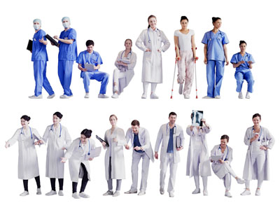 现代医院医生护士病人多人人物3d模型 现代医院医生护士病人多人人物