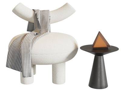 现代休闲椅子 边几