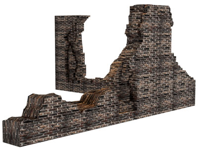 现代残破的砖墙 墙垣