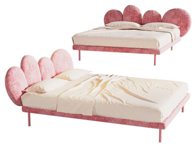 现代粉色双人床
