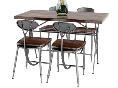 工业风loft长方形餐桌椅组合