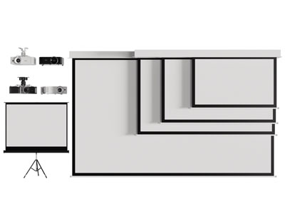 现代多媒体投影仪、投影幕布3d模型 现代多媒体投影仪、投影幕布