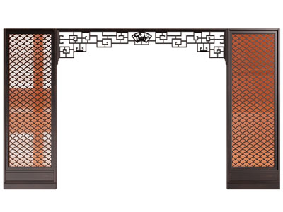 新中式隔断、门拱、花落3d模型 新中式隔断、门拱、花落
