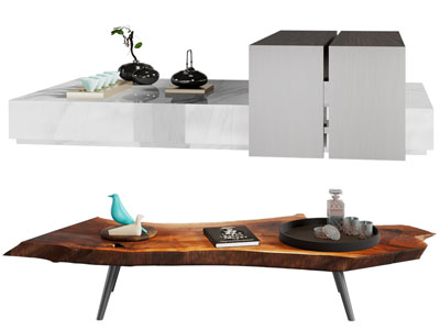 侘寂风原木茶几3d模型 侘寂风原木茶几