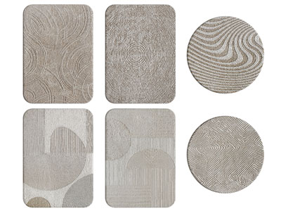 侘寂风长方形、圆形地毯3d模型 侘寂风长方形、圆形地毯