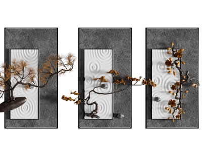 新中式立体花卉植物装饰挂画3d模型 新中式立体花卉植物装饰挂画