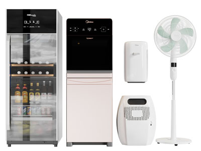 现代迷你冰箱、饮水机、电风扇家用电器3d模型 现代迷你冰箱、饮水机、电风扇家用电器