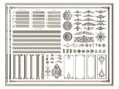 欧式雕花、罗马柱子、石膏线