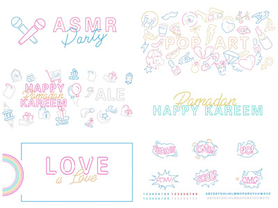 现代霓虹装饰灯、墙饰