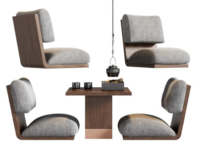 现代茶桌座椅组合 茶具杯子