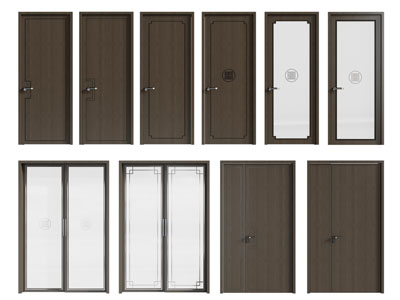 新中式木门 单扇平开门 玻璃双开门 子母门