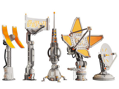 现代智能接收器、天线3d模型 现代智能接收器、天线