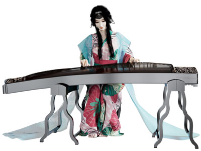 新中式弹古筝的女孩、女子、女人