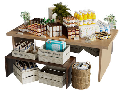 现代食品饮料展台 摆台 货架3d模型 现代食品饮料展台 摆台 货架