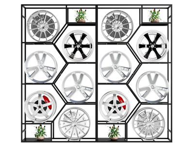 工业风loft汽车轮毂收纳货架3d模型 工业风loft汽车轮毂收纳货架