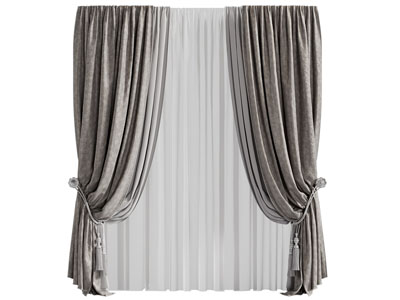 现代布艺窗帘窗纱3d模型 现代布艺窗帘窗纱