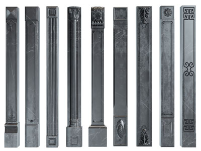 新中式方形柱子3d模型 新中式方形柱子