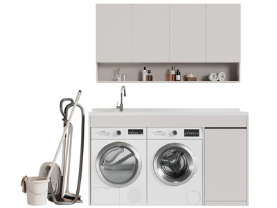 现代阳台洗衣机收纳柜