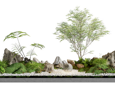 新中式花草石头景观园艺小品