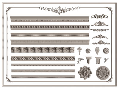 欧式雕花、角线、灯盘