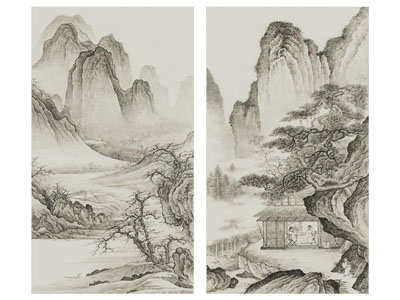 新中式水墨山水装饰挂画3d模型 新中式水墨山水装饰挂画
