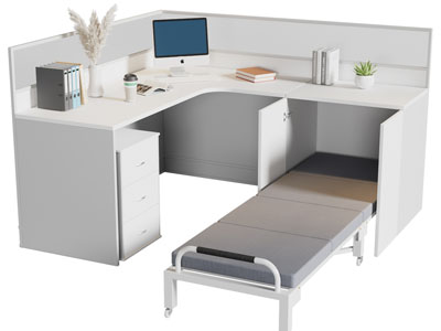 现代带折叠床的多功能办公桌3d模型 现代带折叠床的多功能办公桌