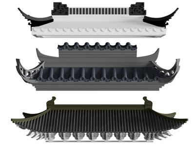 中式屋檐、古建