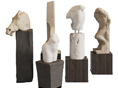 侘寂风马头、残肢雕塑雕刻摆件组合3d模型 侘寂风马头、残肢雕塑雕刻摆件组合