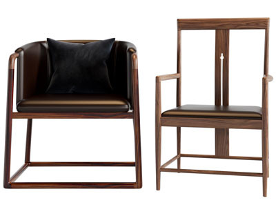 新中式实木圈椅、扶手椅子