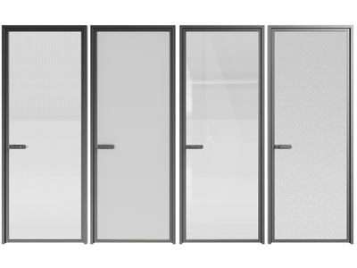 现代磨砂玻璃平开门