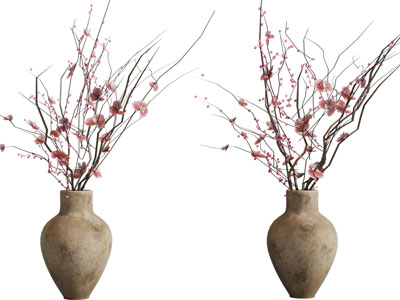 侘寂风陶艺花瓶花卉