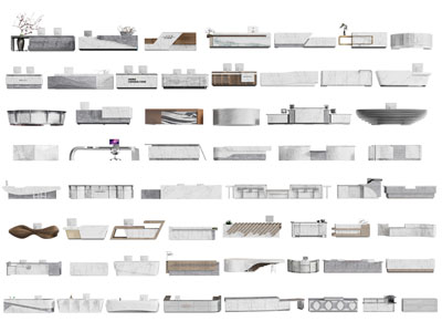 现代前台接待台3d模型 现代前台接待台