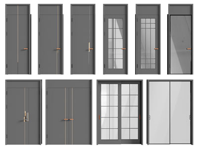 现代子母入户平开门、推拉门