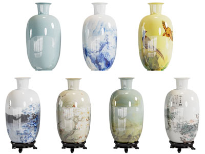 新中式花鸟图案的陶瓷器皿