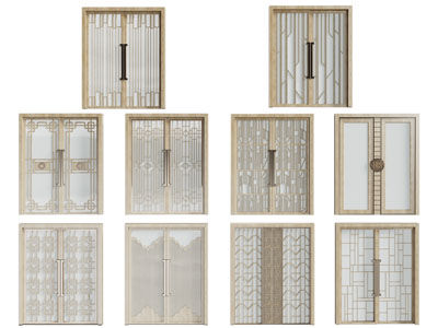 新中式双扇平开门