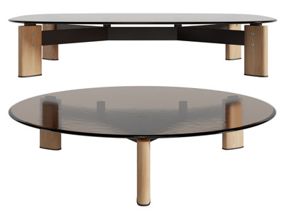 现代茶色玻璃圆形、方形茶几3d模型 现代茶色玻璃圆形、方形茶几