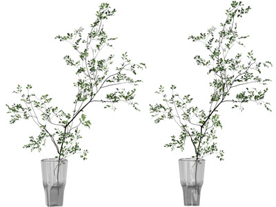 现代玻璃花瓶树枝摆件