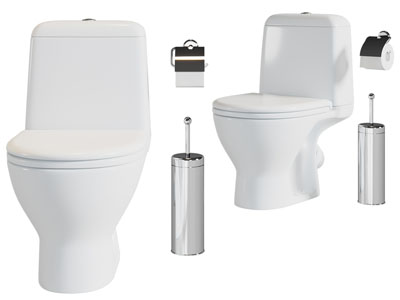 现代陶瓷马桶、马桶刷、厕所抽纸盒